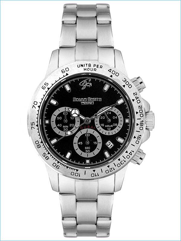BRIAN SMITH - DUBAI SILVER/BLACK CHRONOGRAPH WATCH - 2224 BRIAN SMITH - DUBAI SILVER/BLACK CHRONOGRAPH WATCH - 2224